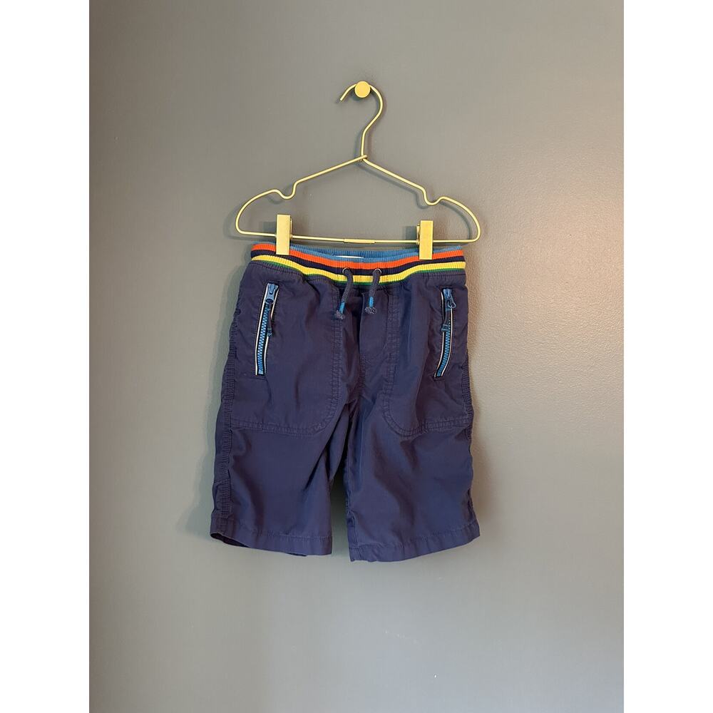 Mini Boden Navy Shorts with Rainbow Waistband